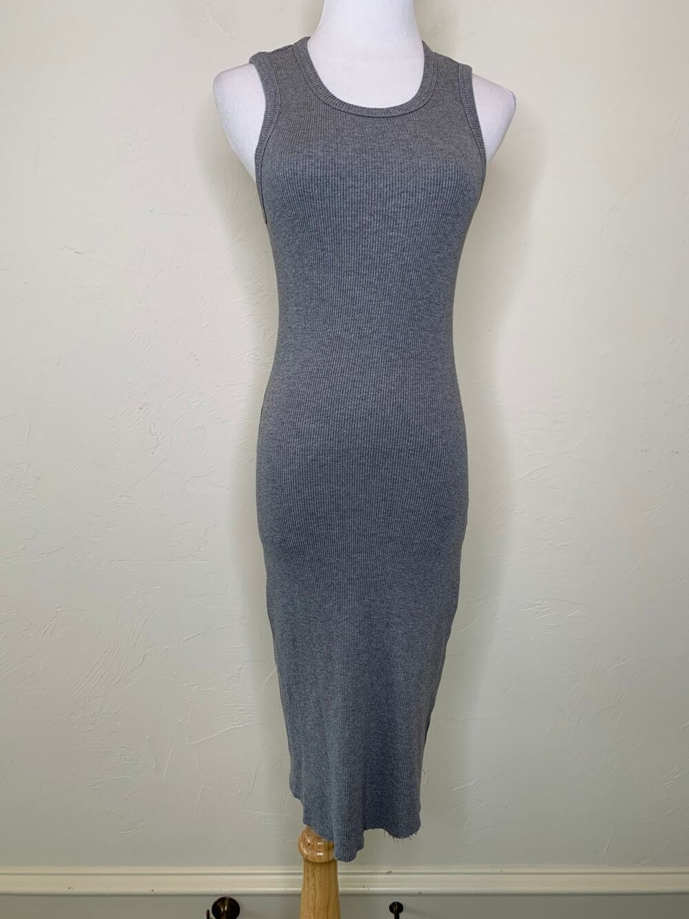 Wilfred Free Gray Ribbed Tank Dress Bodycon Size Medium